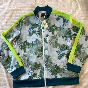Guess Los Angeles Men’s Track Jacket, Henri Hibiscus Oasis Floral Full Zip Large